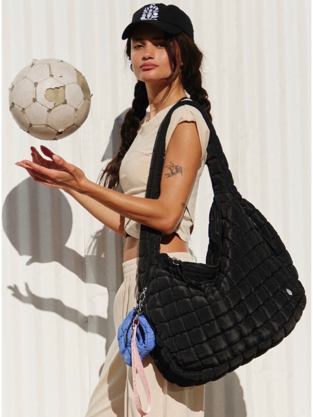 NEW Free People Movement Quilted Carryall Bag Black